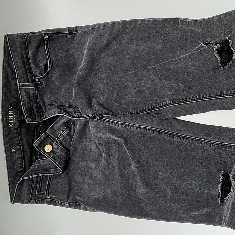 WHBM Grey Distressed Skinny Jeans